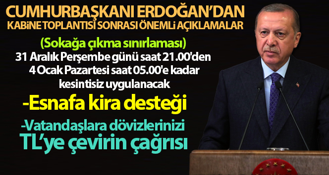 Cumhurbaşkanı Erdoğan yeni kararları açıkladı!
