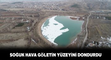 Sivas’ta dondurucu soğuklar ile birlikte Serpincik Göleti buz tuttu