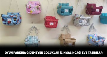 Halk eğitim merkezi kursiyerlerinden çocuklara evde salıncak