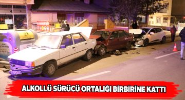 Alkol aldı park halindeki araçlara çarptı