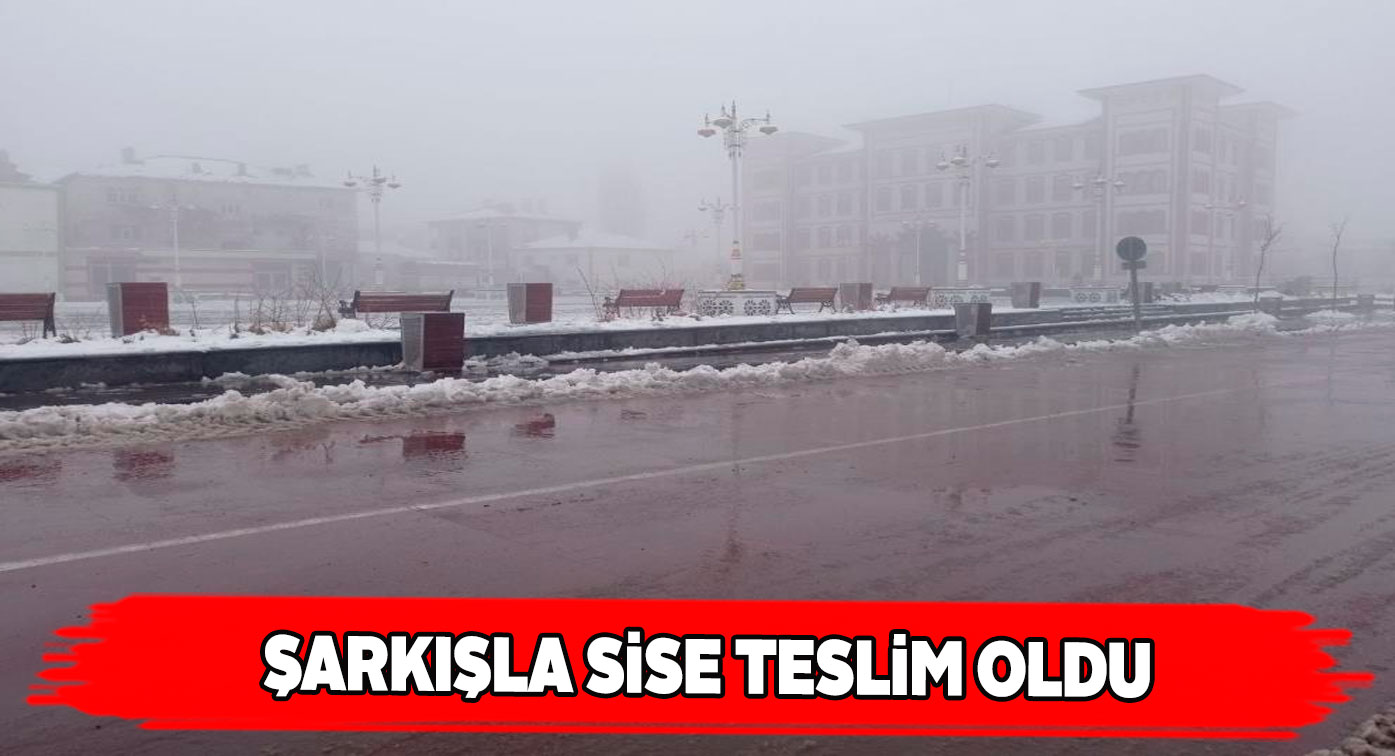 Şarkışla’da kar yağışı beraberinde sis de getirdi