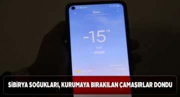 Sivas’ta kuruması için balkona bırakılan çamaşırlar buz kesti