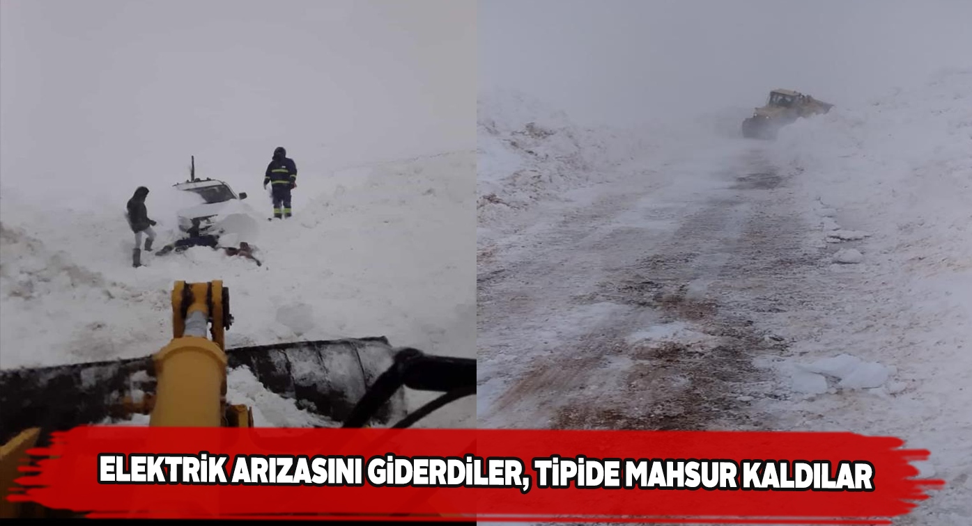 Tipiden dolayı yolda mahsur kalan ÇEDAŞ ekipleri kurtarıldı