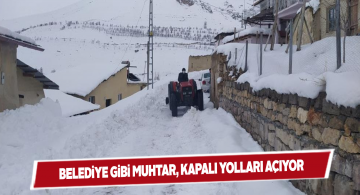Bahçeiçi köyü muhtarı kapalı yolları traktörü ile açmaya çalışıyor