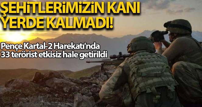 Şehitlerimizin kanı yerde kalmadı! Pençe Kartal-2 Harekatı’nda 33 terörist etkisiz hale getirildi
