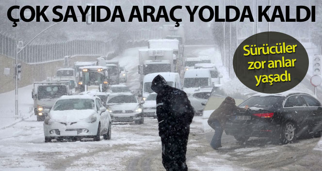 Tuzla’da rampadan çıkamayan 10 araç karlı yolda mahsur kaldı, sürücüler zor anlar yaşadı