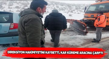 Gemerek’te otomobil kar temizleme aracına çarptı