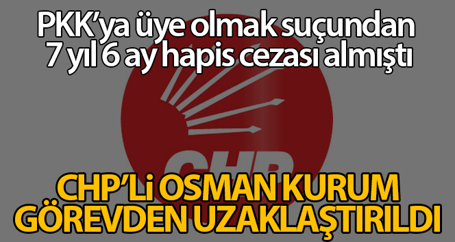 PKK’ya üyelikten hapis cezası alan CHP’li meclis üyesi görevden uzaklaştırıldı