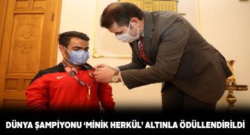 Şampiyon minik herkülden Vali Ayhan’a ziyaret
