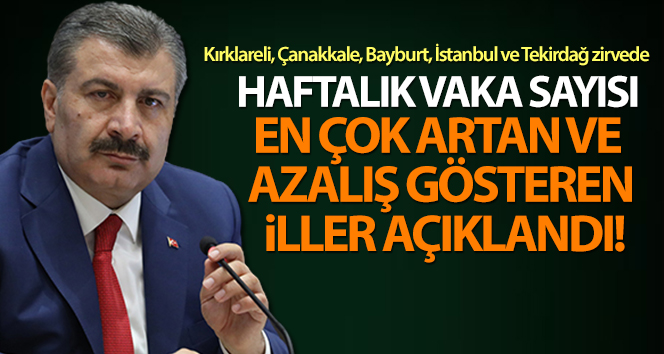 Haftalık vaka sayısı en çok artış ve azalış gösteren iller açıklandı!
