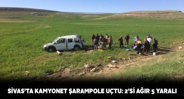 Gürün’de şarampole yuvarlanan kamyonette 5 yaralı