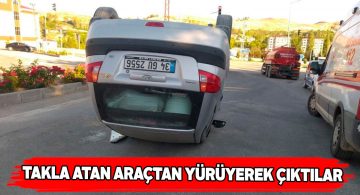 Gürün’deki trafik kazasında araç takla attı