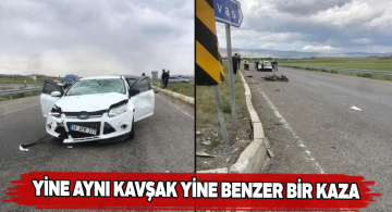 Sabıkalı kavşakta yine trafik kazası meydana geldi
