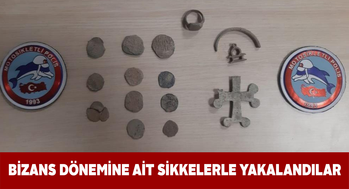Yol kontrolünden Bizans sikkeleri çıktı