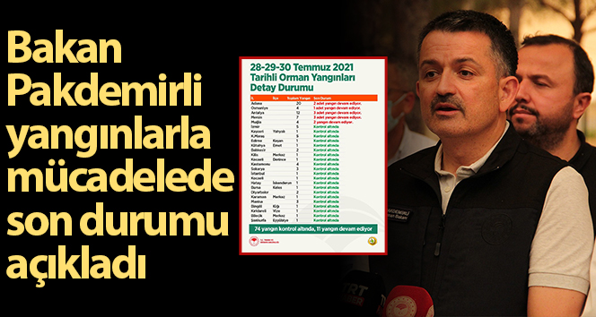 Bakan Pakdemirli: ‘Toplam 85 orman yangınından 74 tanesi kontrol altına alındı’
