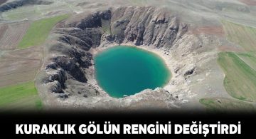 Kızılçan Gölü’nün rengi kuraklıkla birlikte sarıya döndü