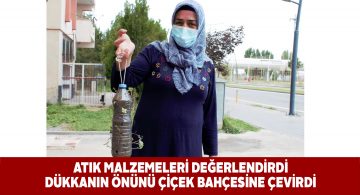 Kullanılmayan malzemelerden kendisine bahçe yaptı