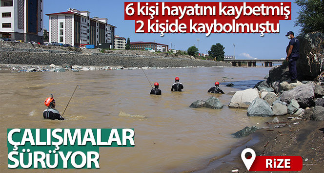 Rize’de yaşanan sel sonrası Güneysu Deresi’nde kayıp arama çalışmaları devam ediyor