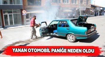 Sivas’ta seyir halindeki otomobilde yangın çıktı
