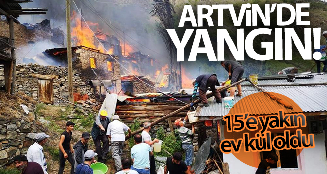 Artvin’in Yusufeli ilçesi Yüncüler köyünde yangın