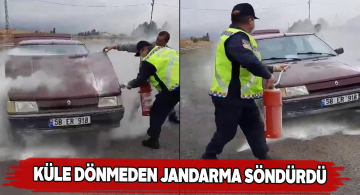 Sivas’ta seyir halindeki otomobilde yangın çıktı