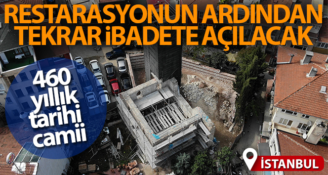 Üsküdar’da 460 yıllık Gülfem Hatun Camii’nin restorasyon çalışması havadan görüntülendi