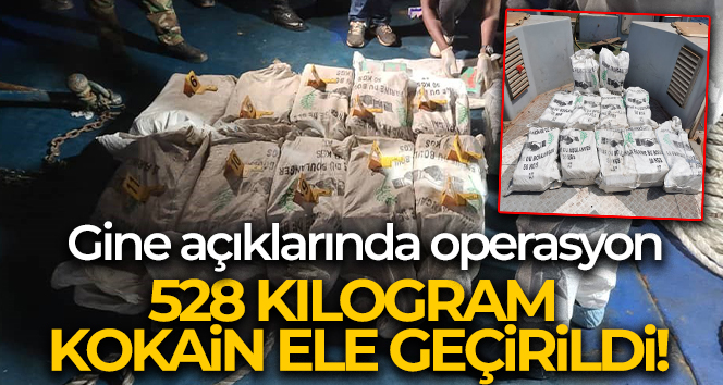 Gine açıklarında gerçekleştirilen operasyon ile 528 kilogram kokain ele geçirildi