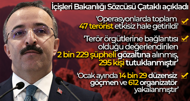İçişleri Bakanlığı Sözcüsü Çataklı: ‘Operasyonlarda toplam 47 terörist etkisiz hale getirildi’