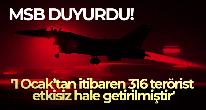 MSB: ‘1 Ocak’tan itibaren 316 terörist etkisiz hale getirilmiştir’