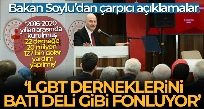 Bakan Soylu: ‘LGBT derneklerini Batı deli gibi fonluyor’