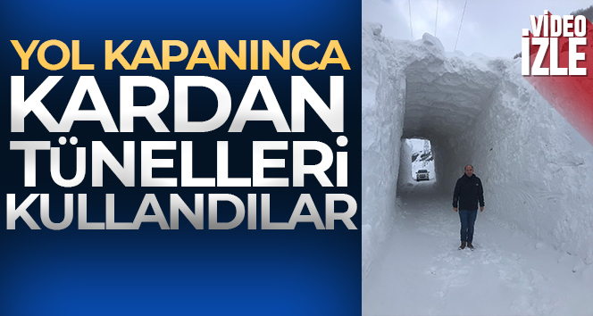 Yolu kapanan köye, kardan tünelle ulaşım sağlanıyor
