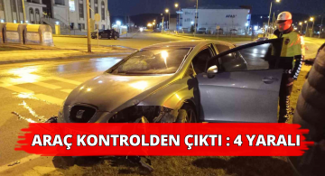 Refüja Çıkan Araçta Bulunan 4 Kişi Yaralandı