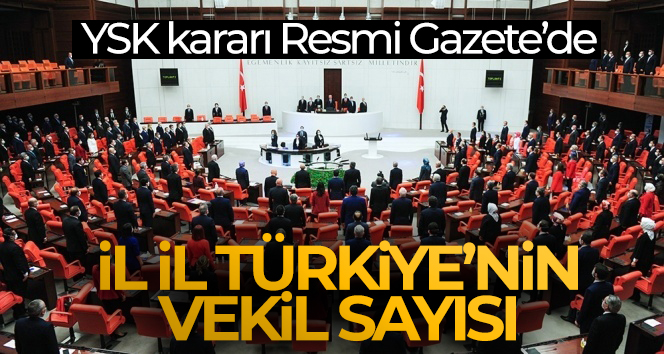 Milletvekillerinin illere göre dağılımını belirleyen YSK Kararı Resmi Gazete’de