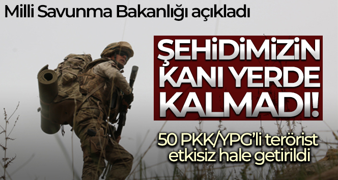 MSB: ‘Fırat Kalkanı ve Zeytin Dalı bölgelerinde 50 PKK/YPG’li terörist etkisiz hale getirildi’