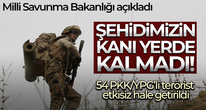 MSB: ‘Fırat Kalkanı ve Zeytin Dalı bölgelerinde 54 PKK/YPG’li terörist etkisiz hale getirildi’