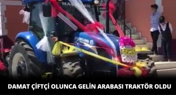 Traktör Gelin Arabası Oldu! Konvoy da Traktörlerden Oluştu!