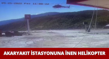 Akaryakıt İstasyonuna İnen Helikopter Görenleri Şaşırttı