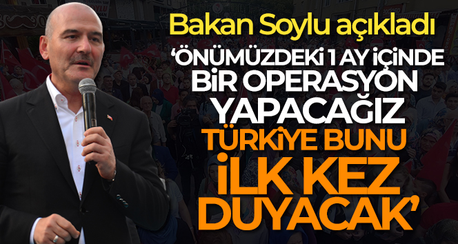 Bakan Soylu: ‘Önümüzdeki 1 ay içinde bir operasyon yapacağız, Türkiye bunu ilk kez duyacak’
