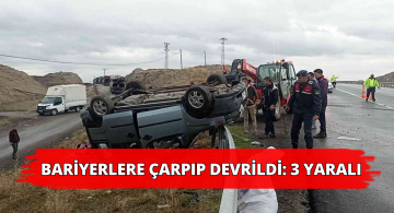 Araç Bariyerlere Çarptı 3 Yaralı