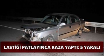 Lastiği Patlayan Otomobil Kaza Yaptı 5 Yaralı