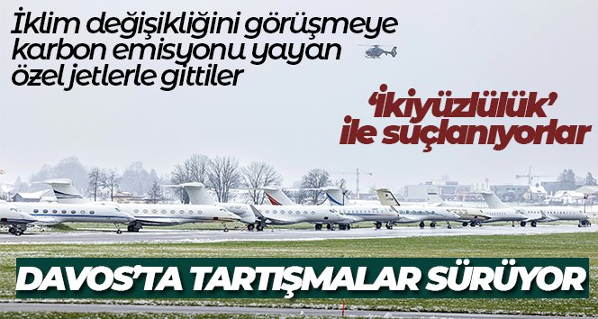 İklim değişikliği ele alınan görüşmeye karbon emisyonu yayan özel jetlerle gittiler