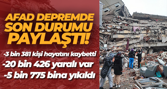 AFAD: Can kaybı sayısı 3 bin 381’e yükseldi