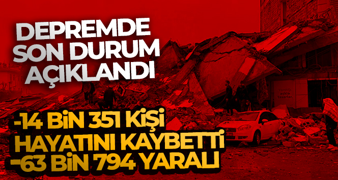 Depremde can kaybı sayısı 14 bin 351 oldu