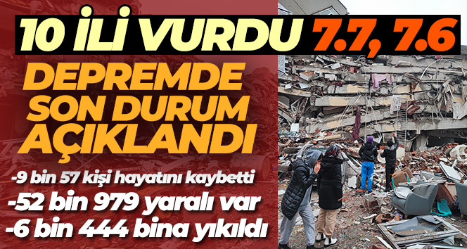 Depremde can kaybı sayısı 9 bin 57’ye yükseldi