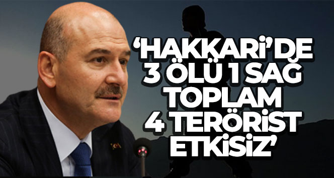 Bakan Soylu: ‘Hakkari’de 3 ölü, 1 sağ toplam 4 terörist etkisiz’