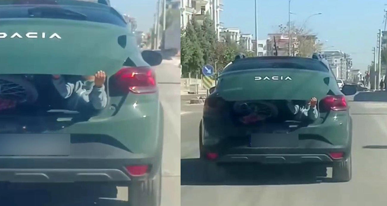 Adıyaman’da Trafikte Tehlikeli Anlar: Bagajda Yolculuk Yapan Çocuk