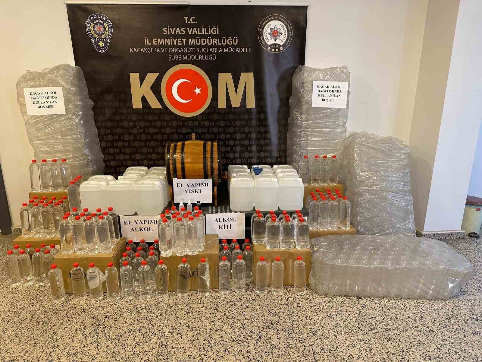 Sivas’ta Büyük Kaçak Alkol Operasyonu: 215,5 Litre Sahte Alkol Ele Geçirildi