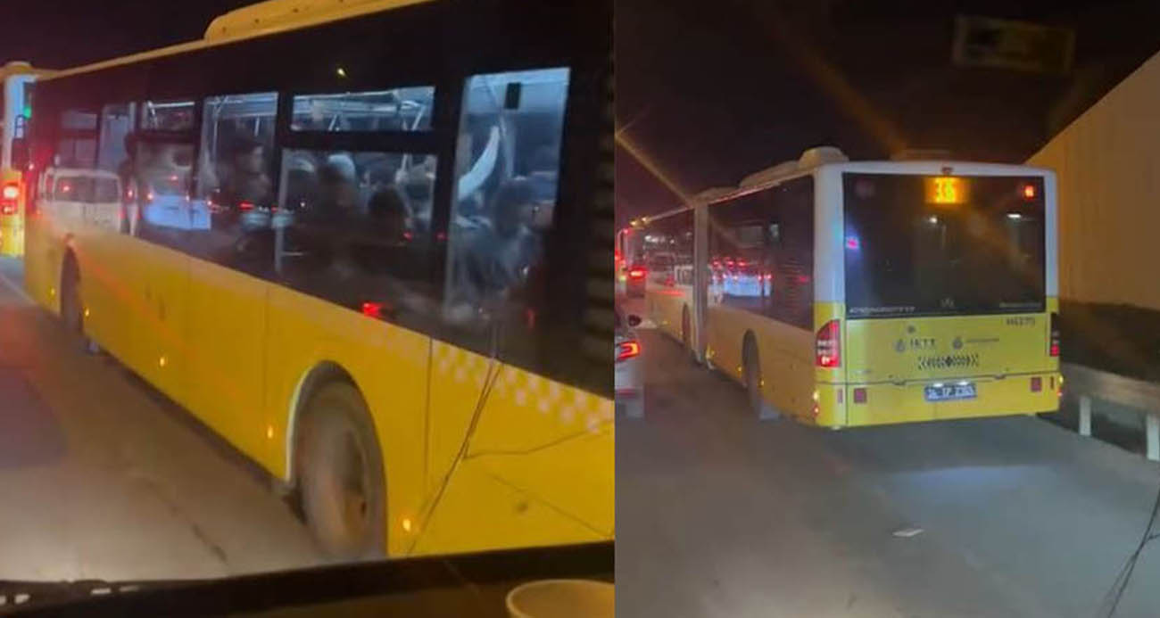 İstanbul’da İETT Otobüslerinin Emniyet Şeridi İhlali Görüntülendi
