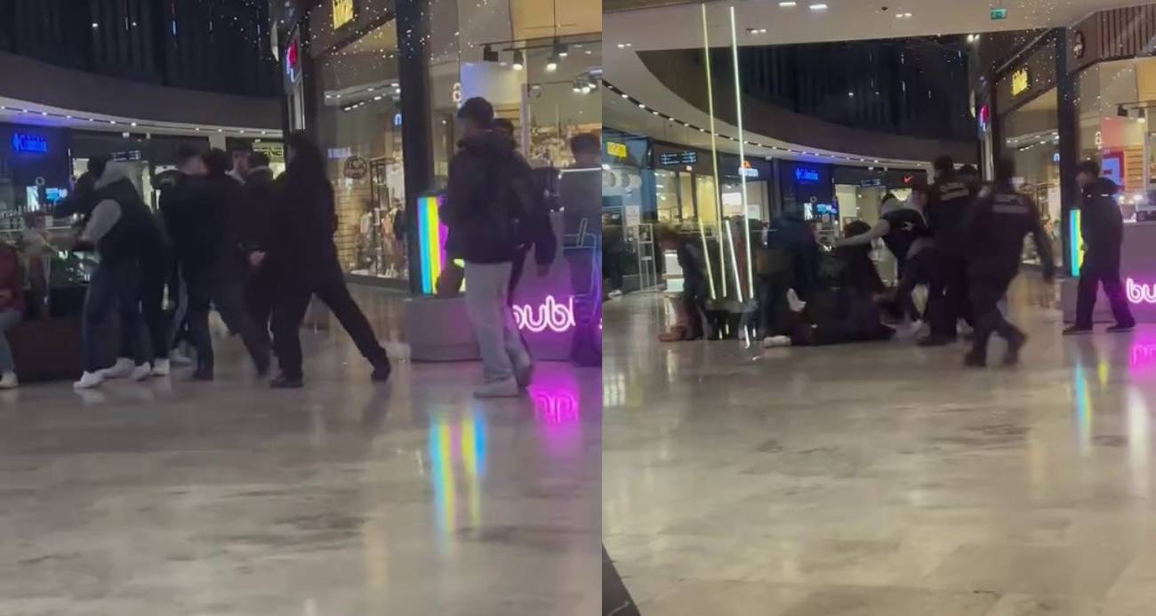 Bursa’da Alışveriş Merkezinde Çıkan Kavga Görüntülendi