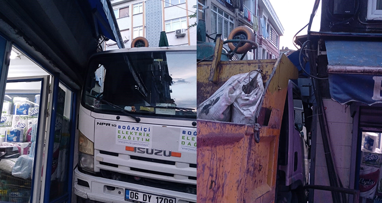 Beyoğlu’nda Kontrolden Çıkan Kamyonet Market Duvarına Çarptı